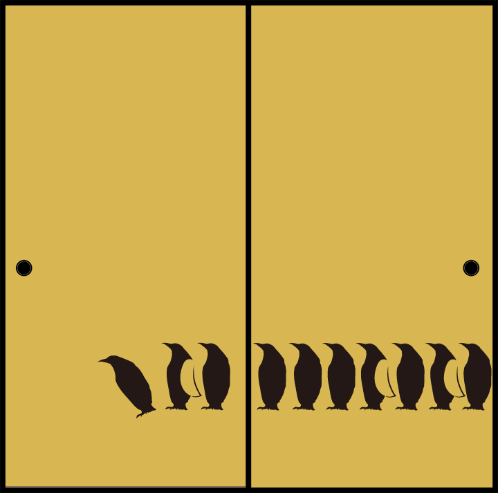 ペンギン柄の襖紙
