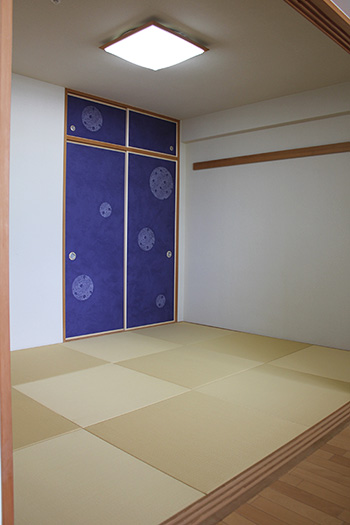 和室のリフォーム・琉球畳と手漉雲肌「伊勢型紙」　大阪府枚方市 