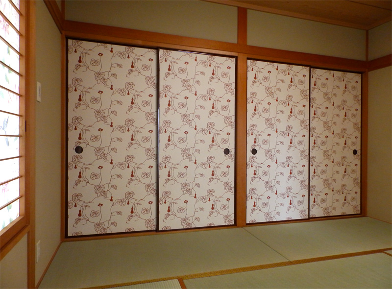 4枚立て　京からかみ「瓢箪（ひょうたん）」の襖